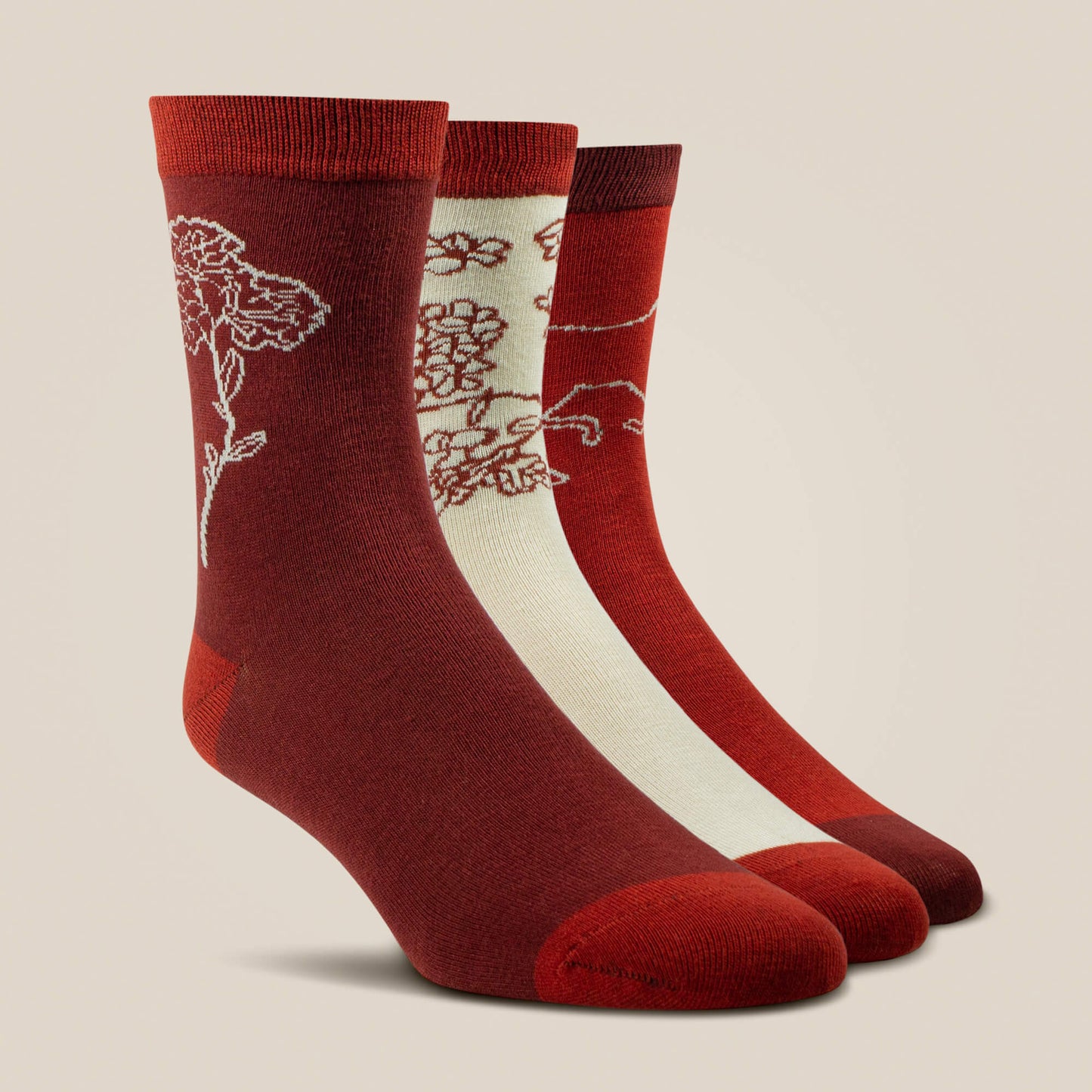 Ariat Burnt Brick Toile Charm Crew Riding Socks