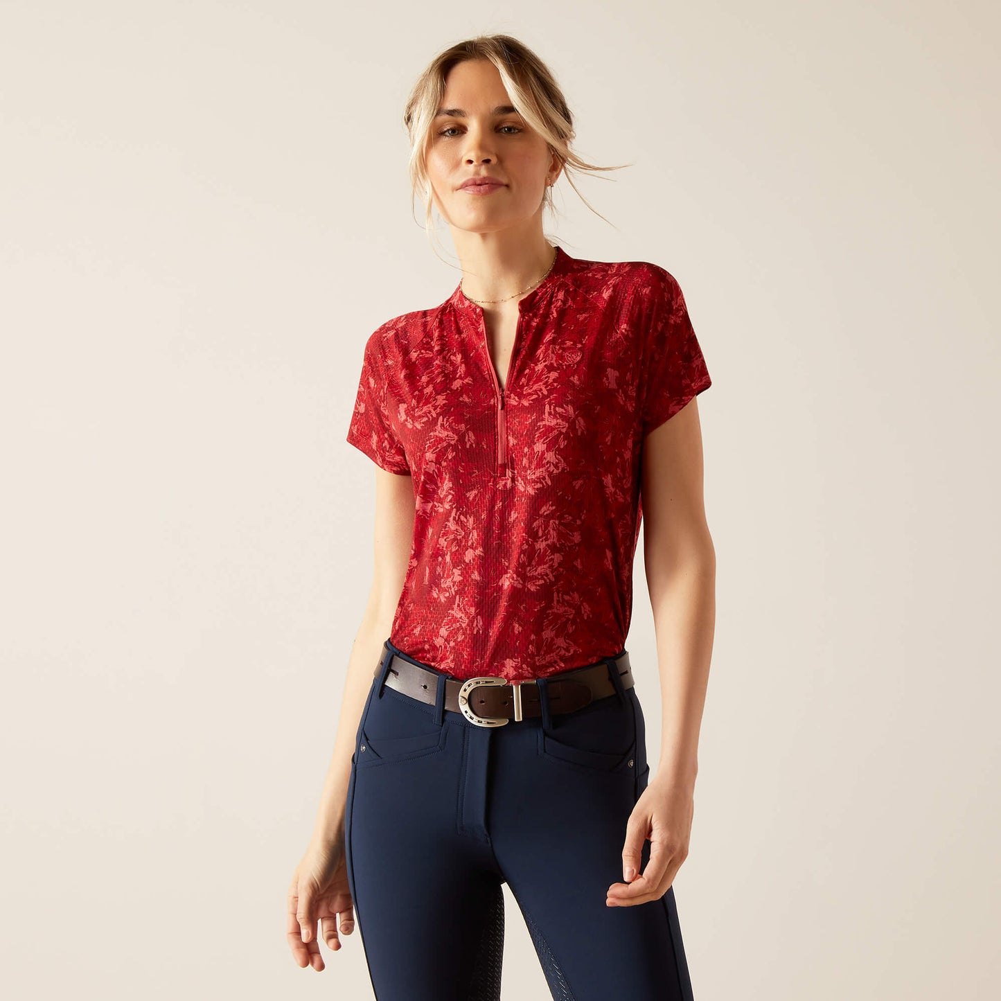 Ariat Garnet Exploded Floral Labyrinth 1/4 Short Sleeve Top