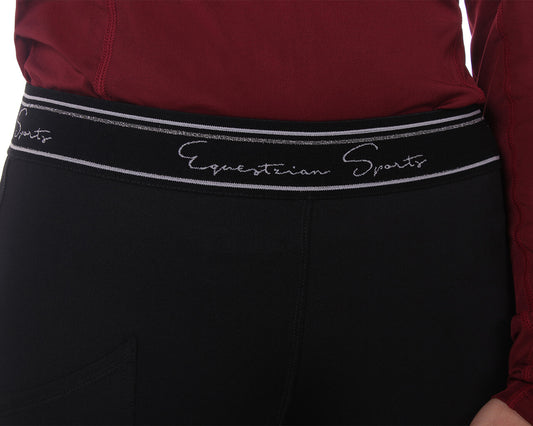 QHP Black Eden Riding Tights with Full Silicone Seat