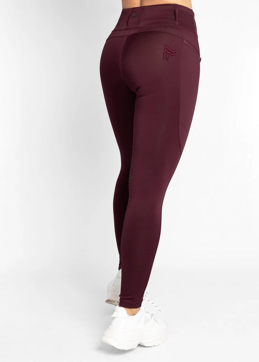 Maximilian Burgandy Studio Riding Leggings with Full Silicone Seat