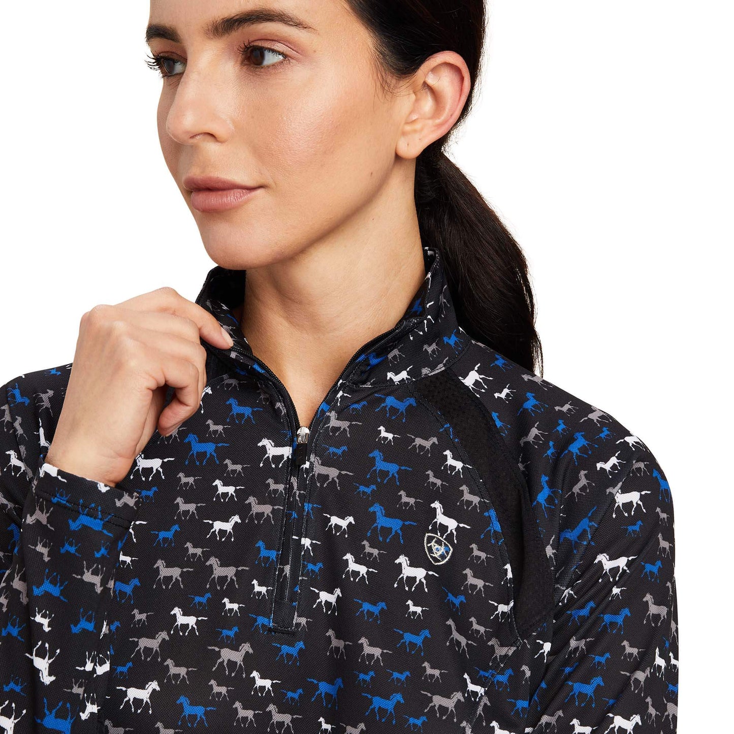 Ariat Black Busy Pony Sunstopper 2.0 1/4 Zip Baselayer