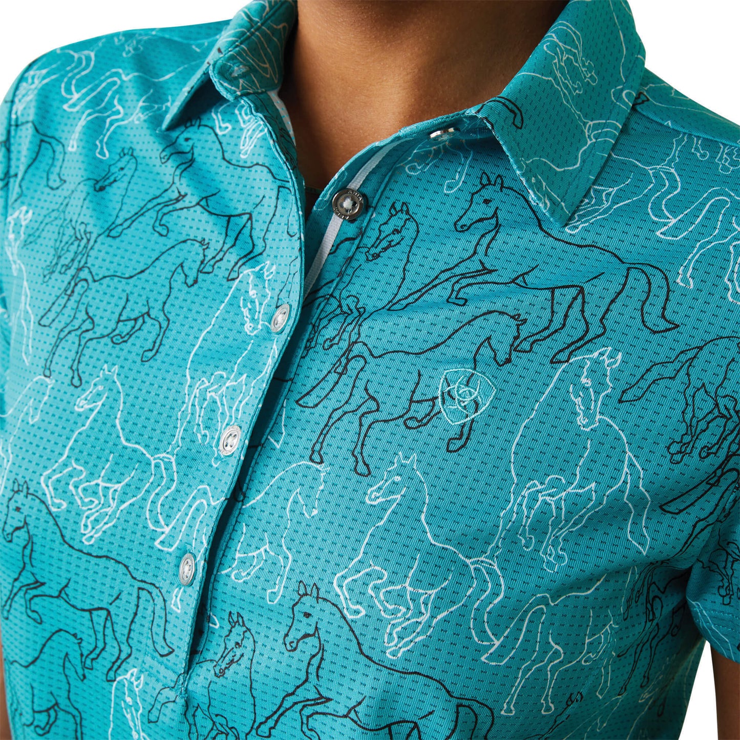 Ariat Viridian Green Mirror Print Motif Polo Shirt