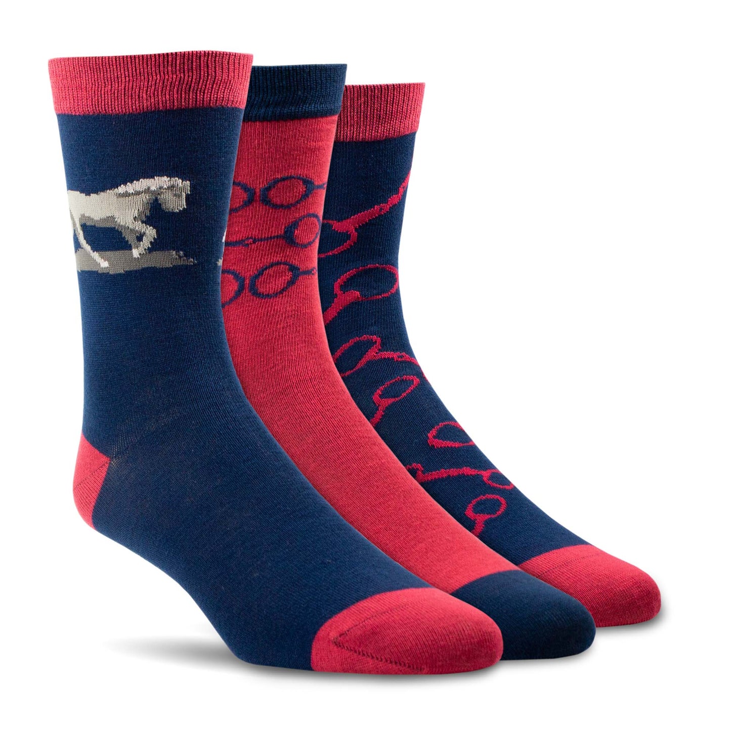 Ariat Navy Snaffle Charm Crew Riding Socks