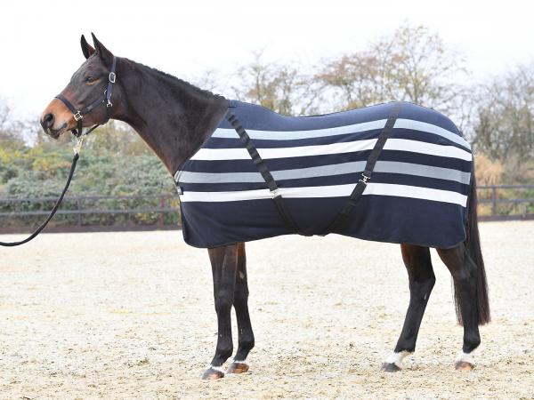 Busse Black Grey Stripes Fleece Rug