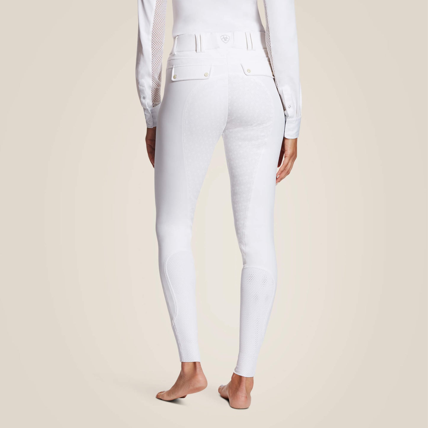 Ariat White Tri Factor Breeches with Full Silicone Grip