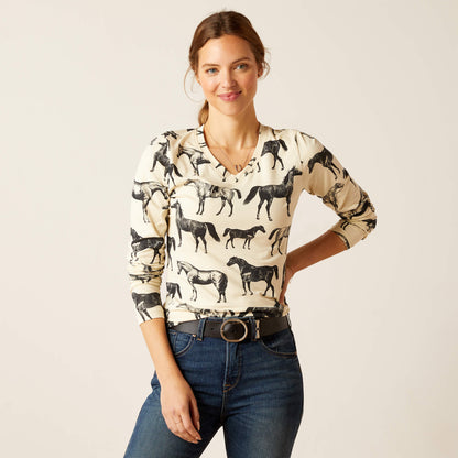 Ariat Summer Sand Sepia Equine Long Sleeve Top