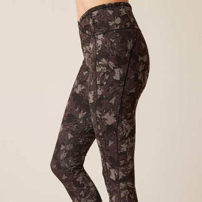 Ariat Exploded Black Floral EOS Etch Tights with Half Silicone Grip