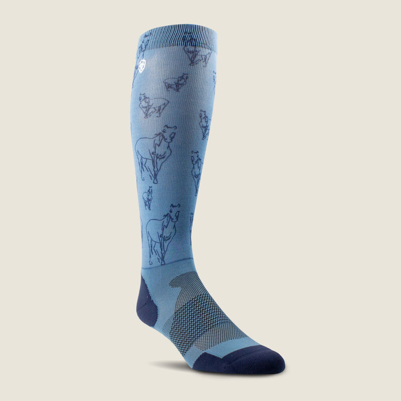 Ariat Navy Sketch Horse Slim Printed Socks