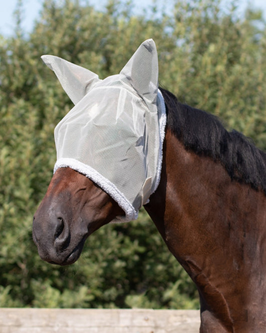 QHP Grey Mesh Fly Mask with Ears