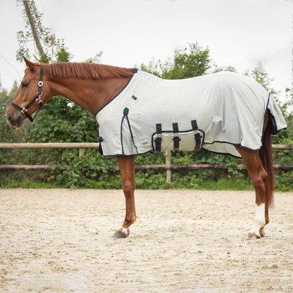 QHP Classic Grey Fly Rug with Detachable Neck & Fly Mask