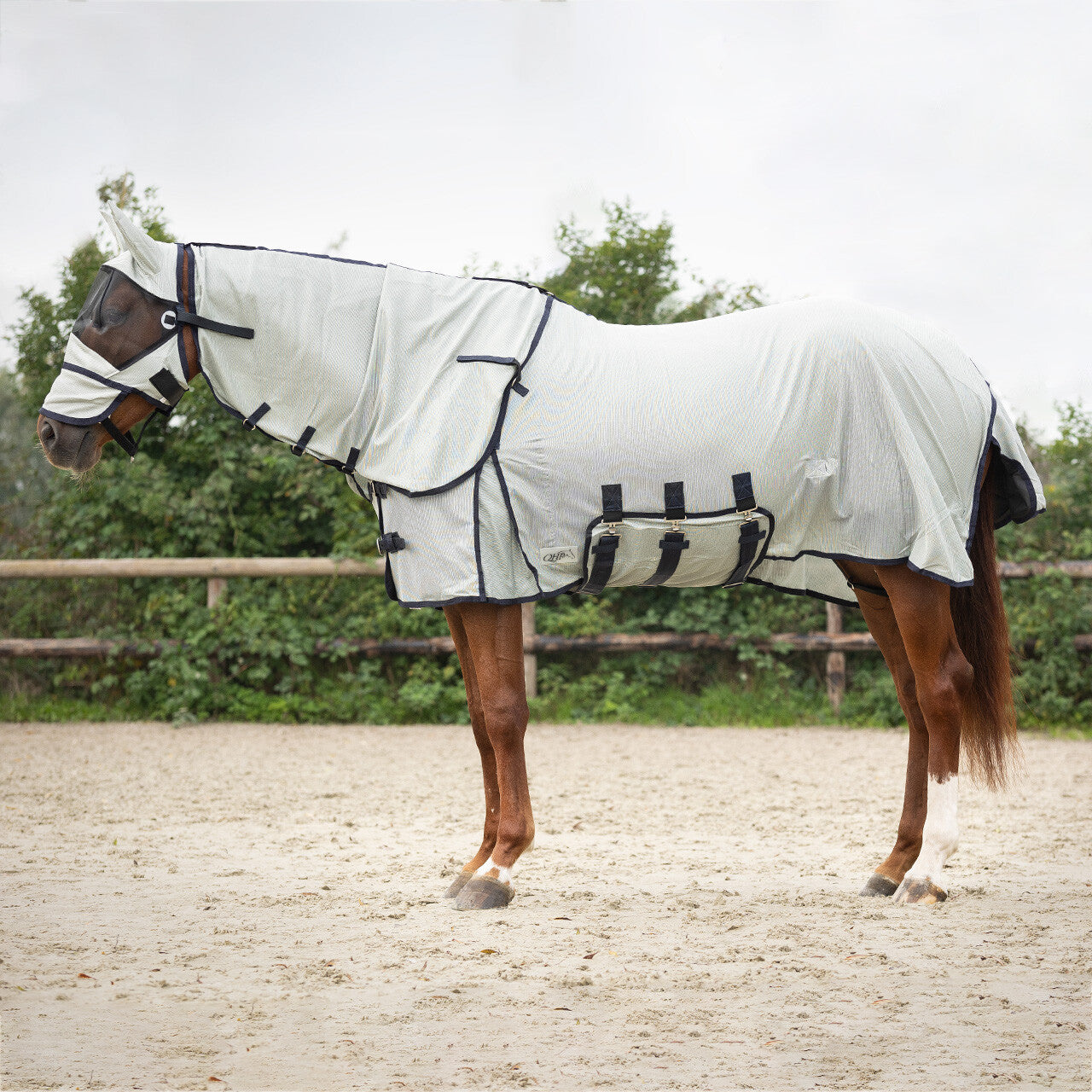 QHP Classic Grey Fly Rug with Detachable Neck & Fly Mask