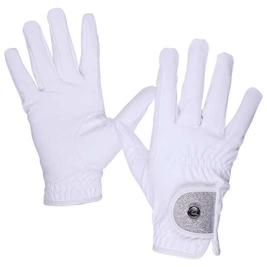 QHP White Glitz Riding Gloves