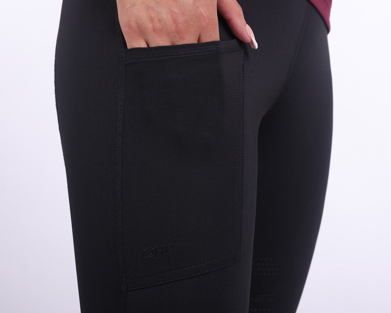QHP Black Eden Riding Tights with Full Silicone Seat