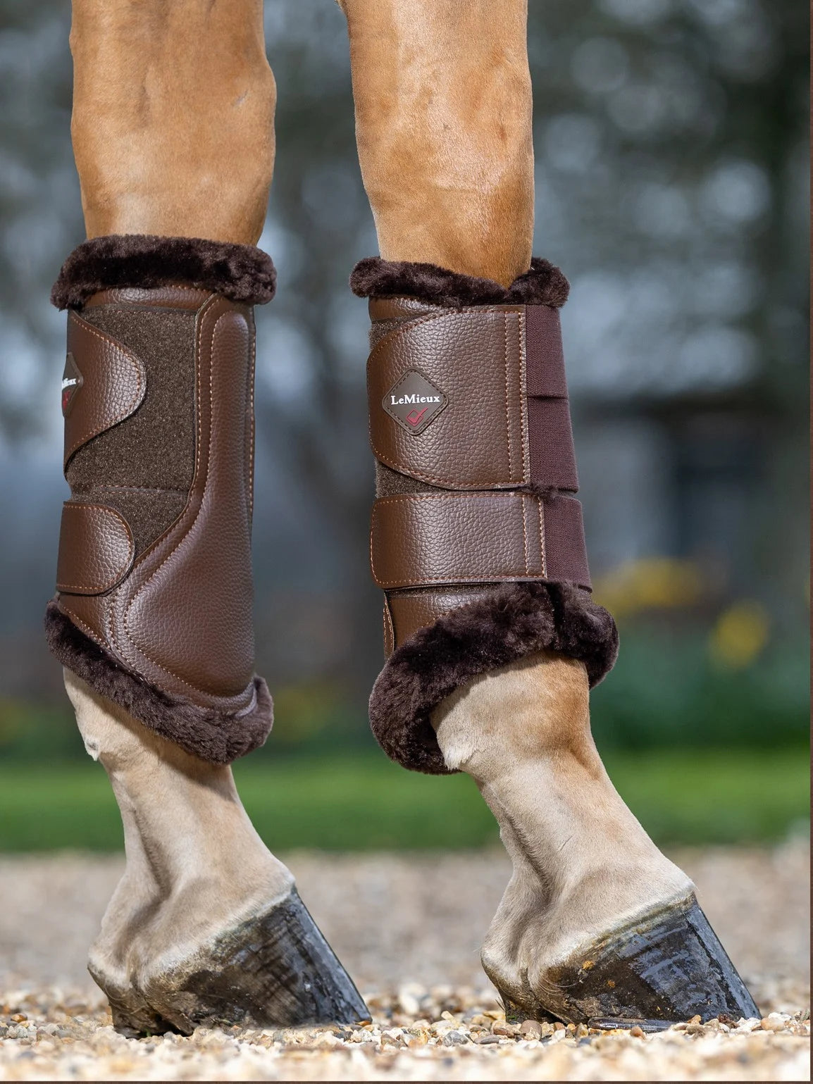 LeMieux Brown Fleece Lined Brushing Boots